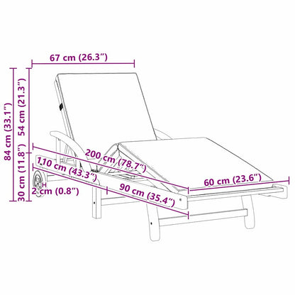 Sonnenliege 2 pcs Rot 200 x 67 x 84cm Massivholz Akazie