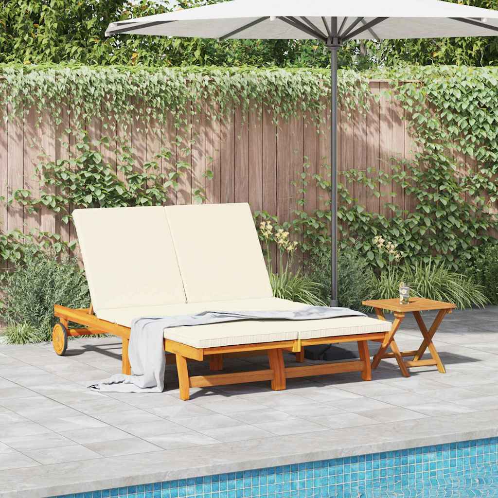 Sonnenliege mit Kissen Braun 125 x 200 x 84cm Massivholz Akazie