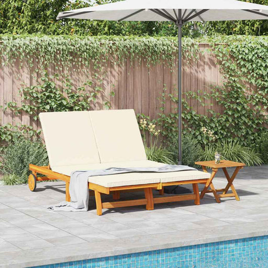 Sonnenliege mit Kissen Braun 125 x 200 x 84cm Massivholz Akazie