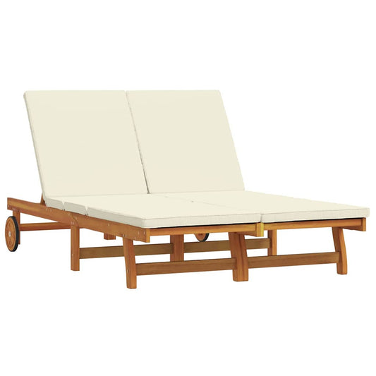 Sonnenliege mit Kissen Braun 125 x 200 x 84cm Massivholz Akazie
