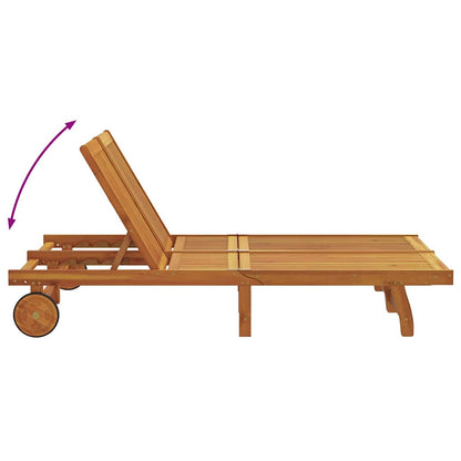 Sonnenliege mit Kissen Braun 125 x 200 x 84cm Massivholz Akazie
