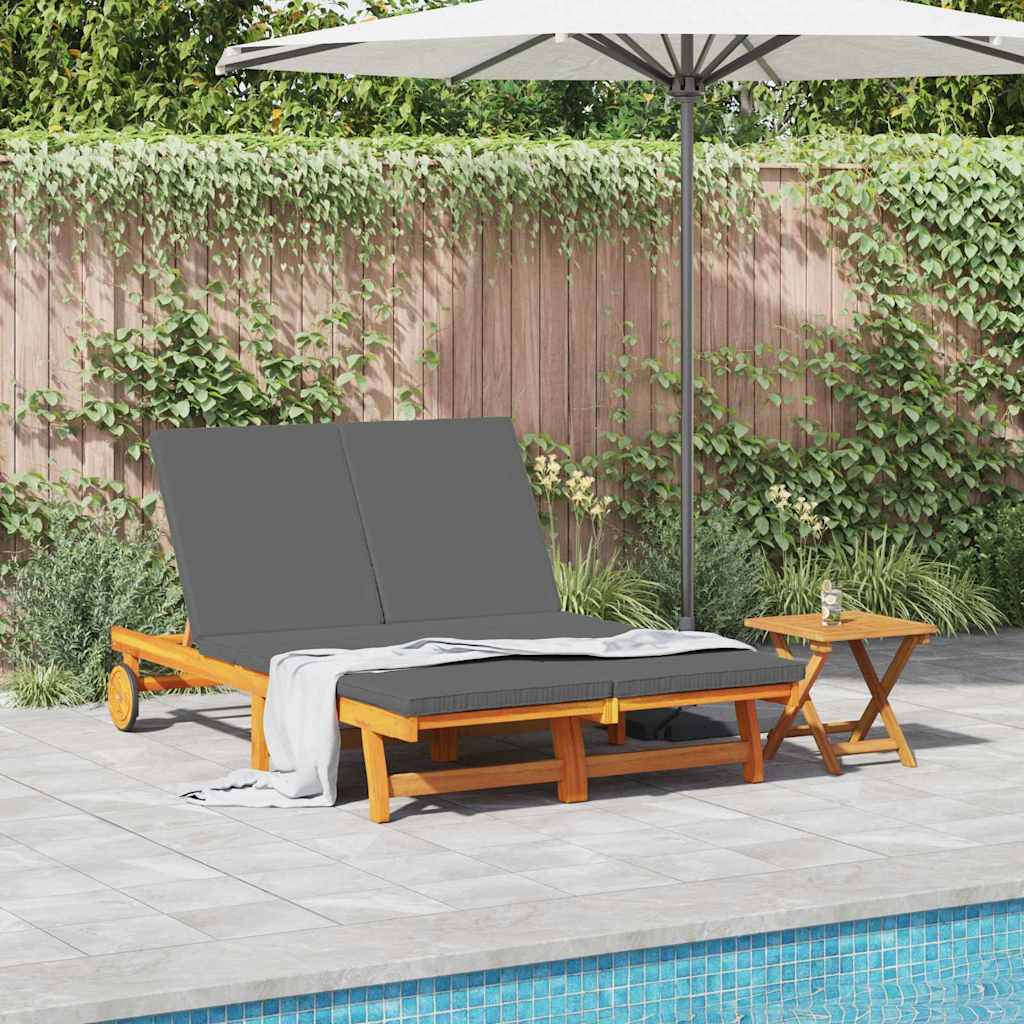 Sonnenliege mit Kissen Braun 125 x 200 x 84cm Massivholz Akazie