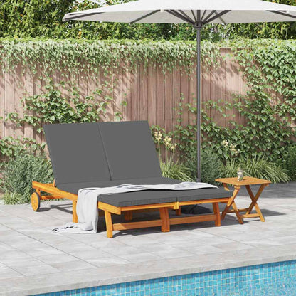 Sonnenliege mit Kissen Braun 125 x 200 x 84cm Massivholz Akazie