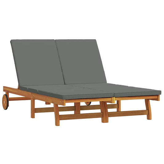 Sonnenliege mit Kissen Braun 125 x 200 x 84cm Massivholz Akazie