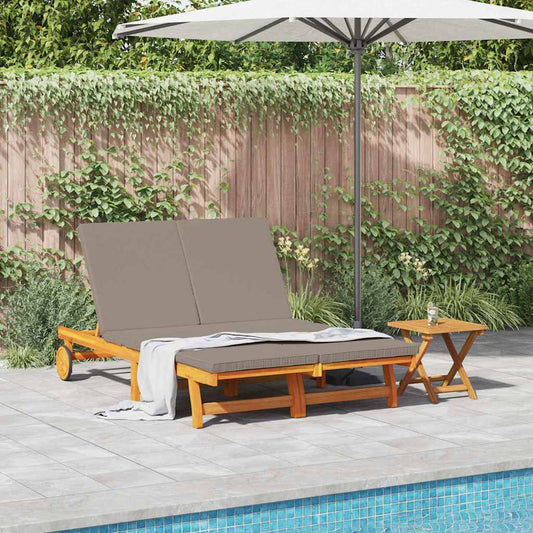 Sonnenliege mit Kissen Braun 125 x 200 x 84cm Massivholz Akazie