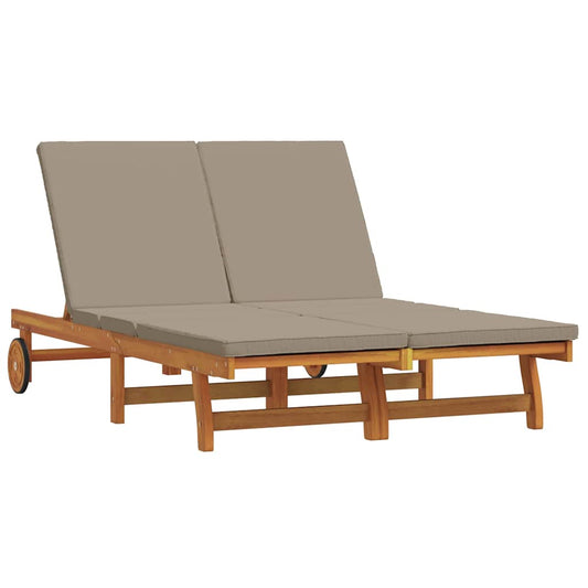 Sonnenliege mit Kissen Braun 125 x 200 x 84cm Massivholz Akazie