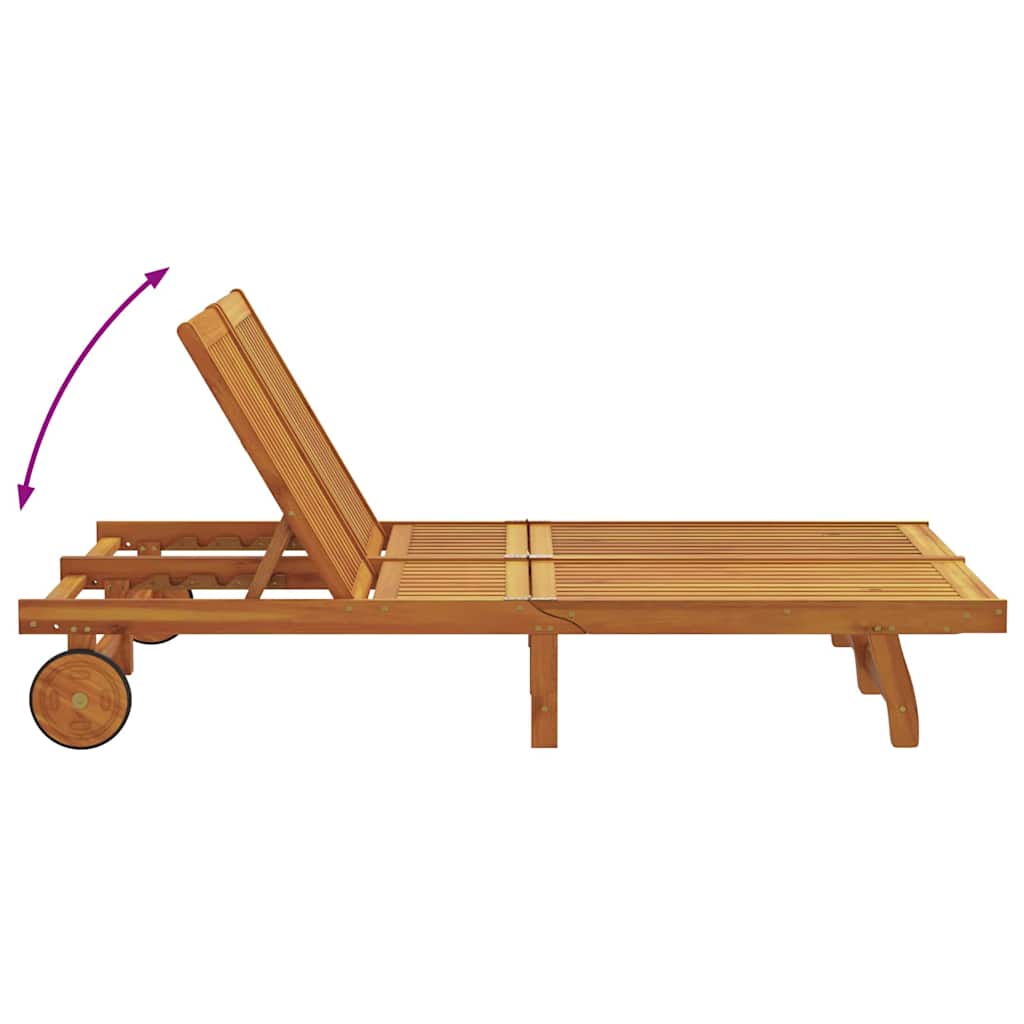 Sonnenliege mit Kissen Braun 125 x 200 x 84cm Massivholz Akazie