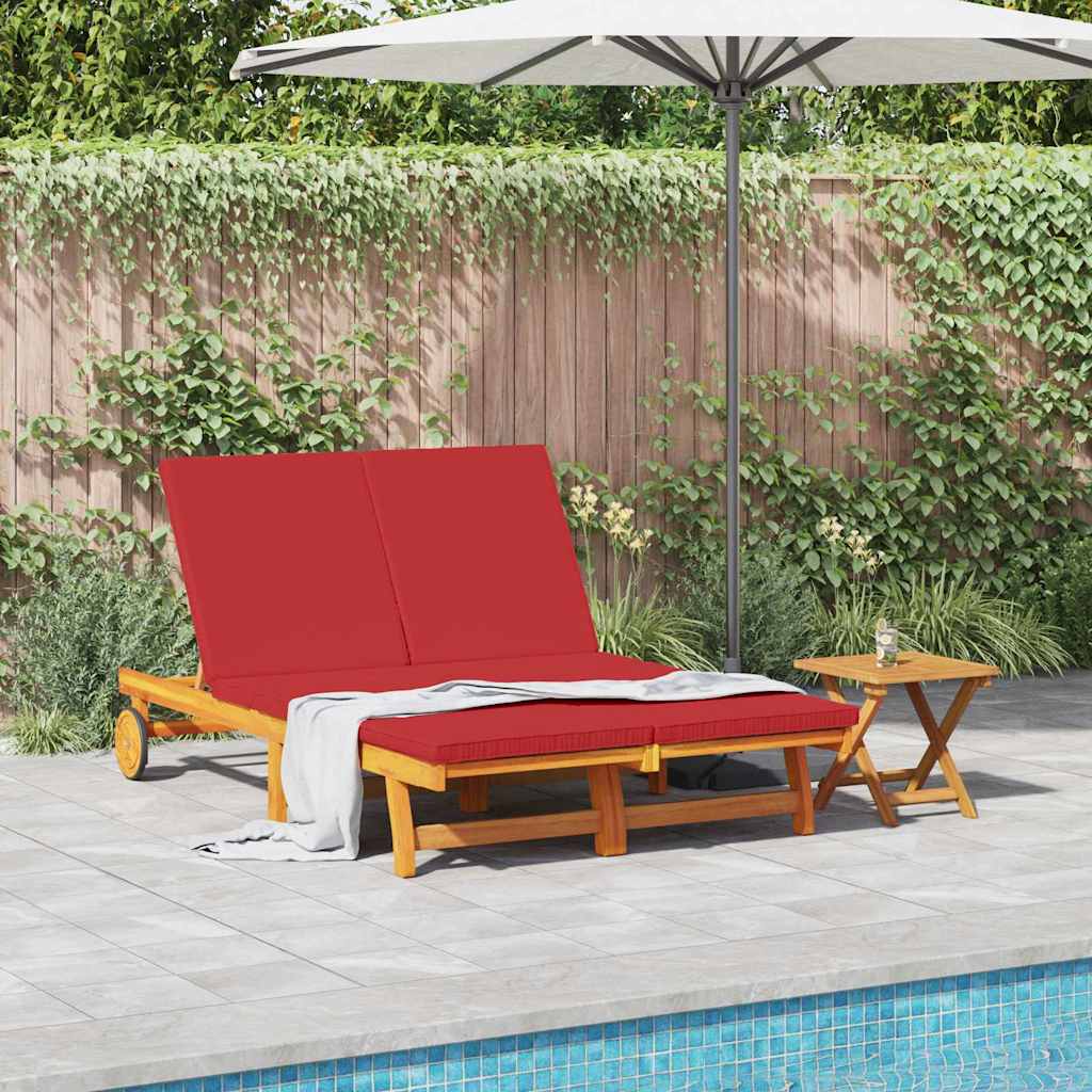 Sonnenliege mit Kissen Braun 125 x 200 x 84cm Massivholz Akazie