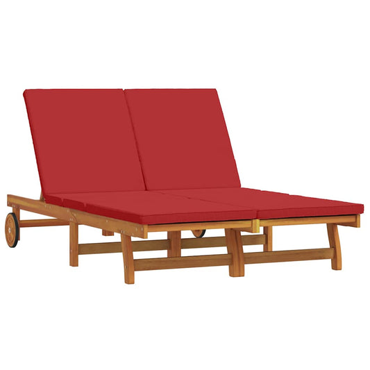 Sonnenliege mit Kissen Braun 125 x 200 x 84cm Massivholz Akazie