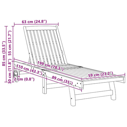 Sonnenliegen 2 Stk. Massivholz Akazie