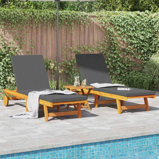 Sonnenliege 2 pcs Braun 63 x 199 x 85cm Massivholz Akazie