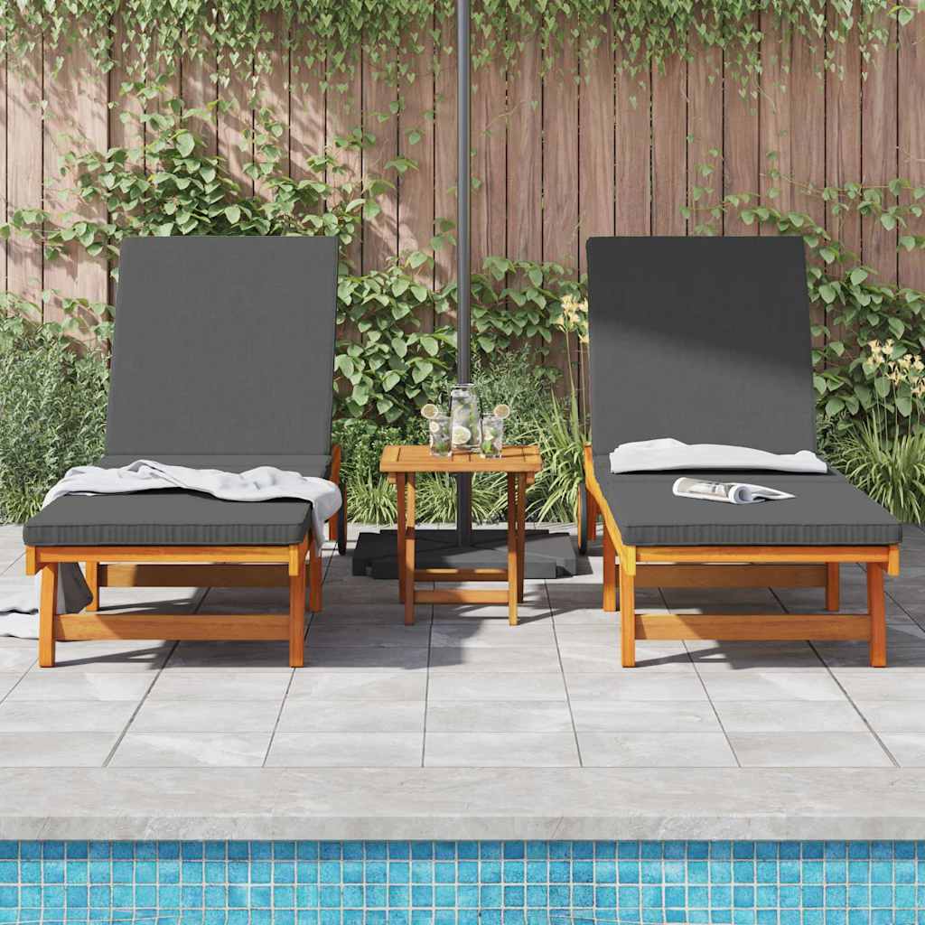 Sonnenliege 2 pcs Braun 63 x 199 x 85cm Massivholz Akazie