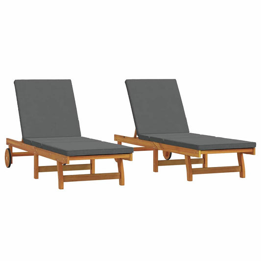 Sonnenliege 2 pcs Braun 63 x 199 x 85cm Massivholz Akazie