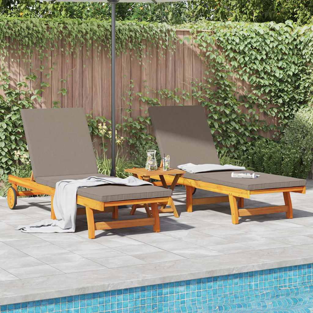Sonnenliege 2 pcs Braun 63 x 199 x 85cm Massivholz Akazie