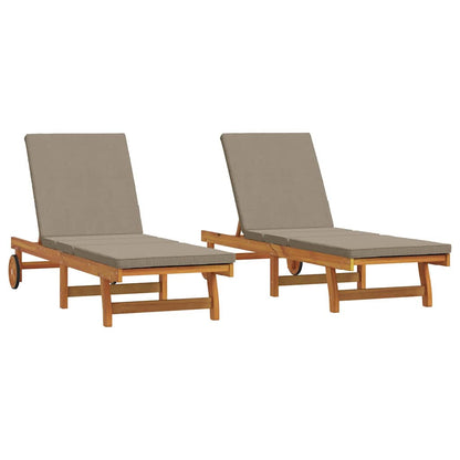 Sonnenliege 2 pcs Braun 63 x 199 x 85cm Massivholz Akazie