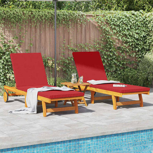 Sonnenliege 2 pcs Braun 63 x 199 x 85cm Massivholz Akazie