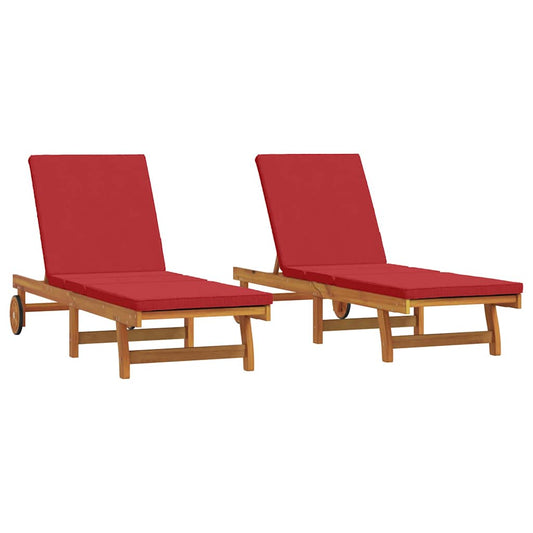 Sonnenliege 2 pcs Braun 63 x 199 x 85cm Massivholz Akazie