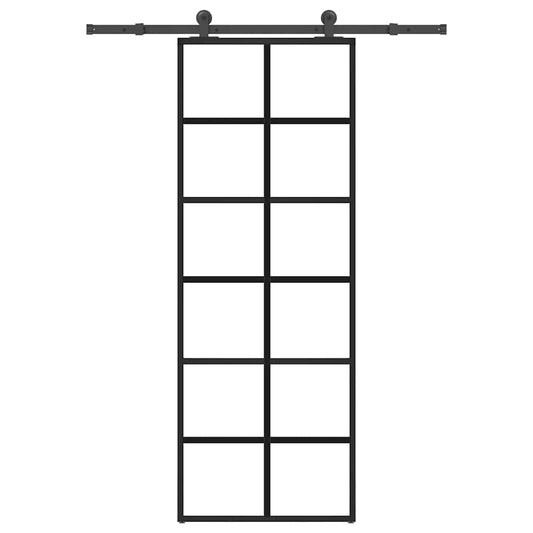 Schiebetür mit Beschlag 76x205 cm ESG-Glas & Aluminium