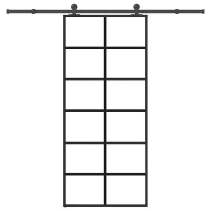 Schiebetür mit Beschlag 90x205 cm ESG-Glas & Aluminium