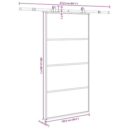 Schiebetür mit Beschlag 102,5x205 cm ESG-Glas & Aluminium
