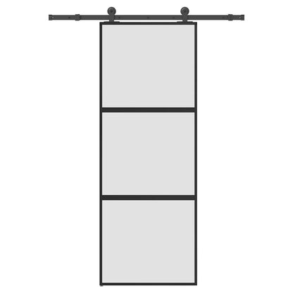 Schiebetür mit Beschlag 76x205 cm Hartglas & Aluminium