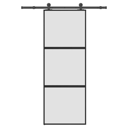 Schiebetür mit Beschlag 76x205 cm Hartglas & Aluminium