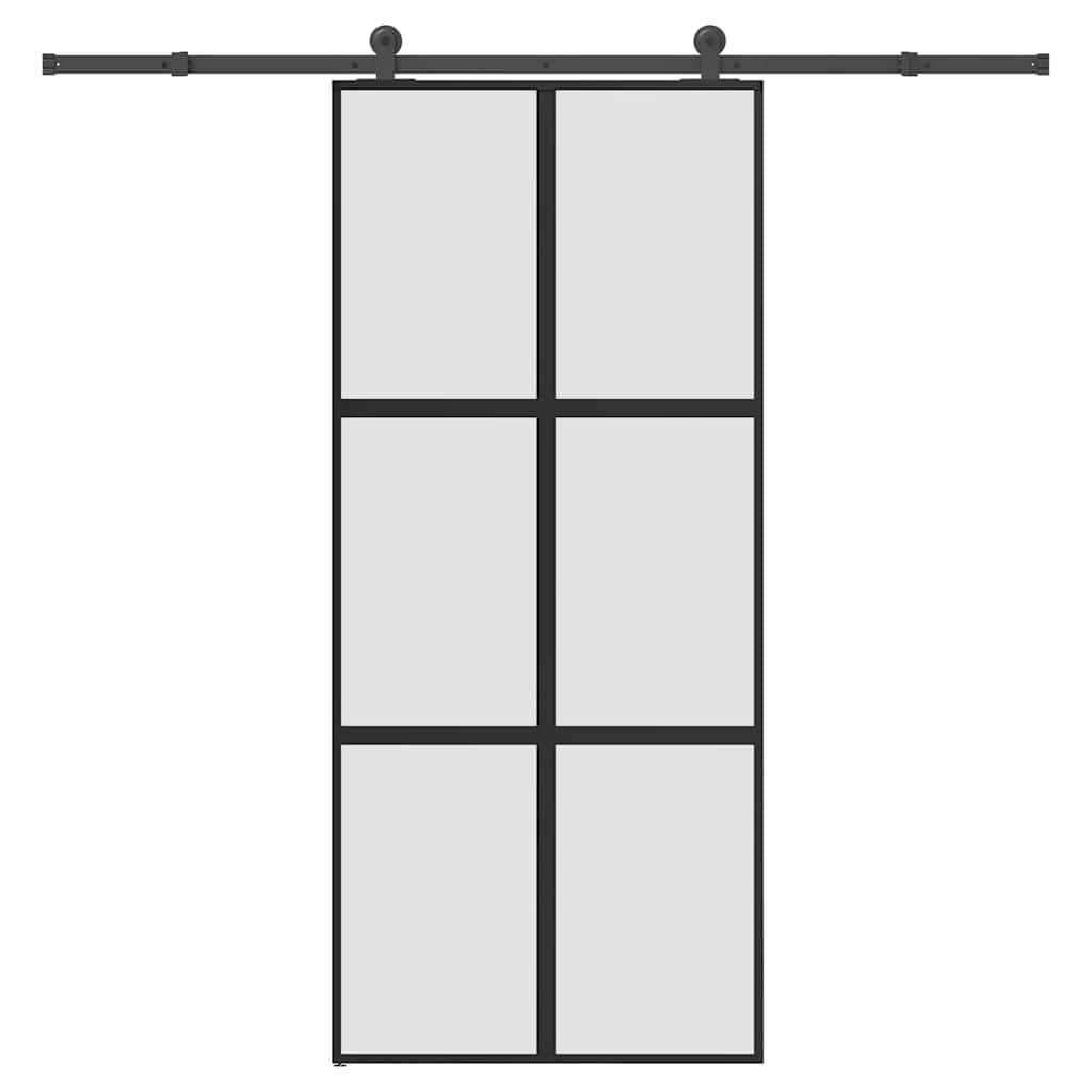 Schiebetür mit Beschlag 90x205 cm Hartglas & Aluminium