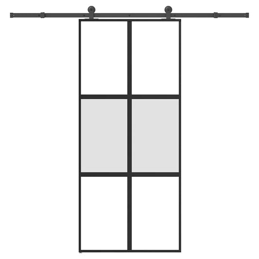 Schiebetür mit Beschlag 90x205 cm Hartglas & Aluminium