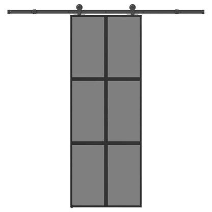 Schiebetür mit Beschlag 76x205 cm Hartglas & Aluminium