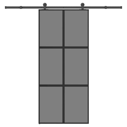 Schiebetür mit Beschlag 90x205 cm Hartglas & Aluminium