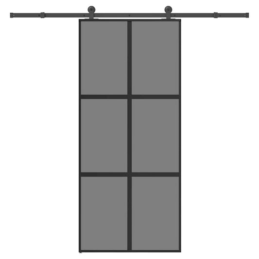 Schiebetür mit Beschlag 90x205 cm Hartglas & Aluminium