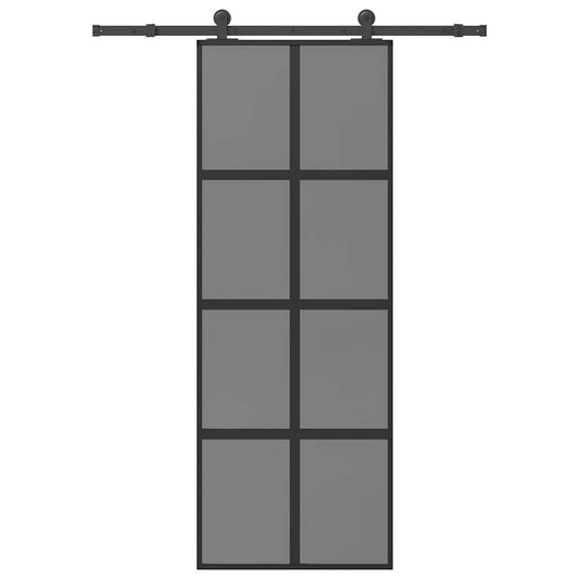 Schiebetür mit Beschlag 76x205 cm Hartglas & Aluminium
