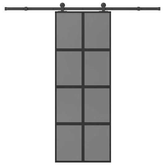 Schiebetür mit Beschlag 76x205 cm Hartglas & Aluminium