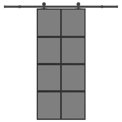 Schiebetür mit Beschlag 90x205 cm Hartglas und Aluminium