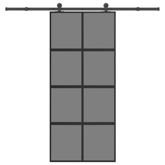 Schiebetür mit Beschlag 90x205 cm Hartglas und Aluminium