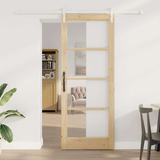 Schiebetür Braun 83 x 211 cm Massivholz Kiefer