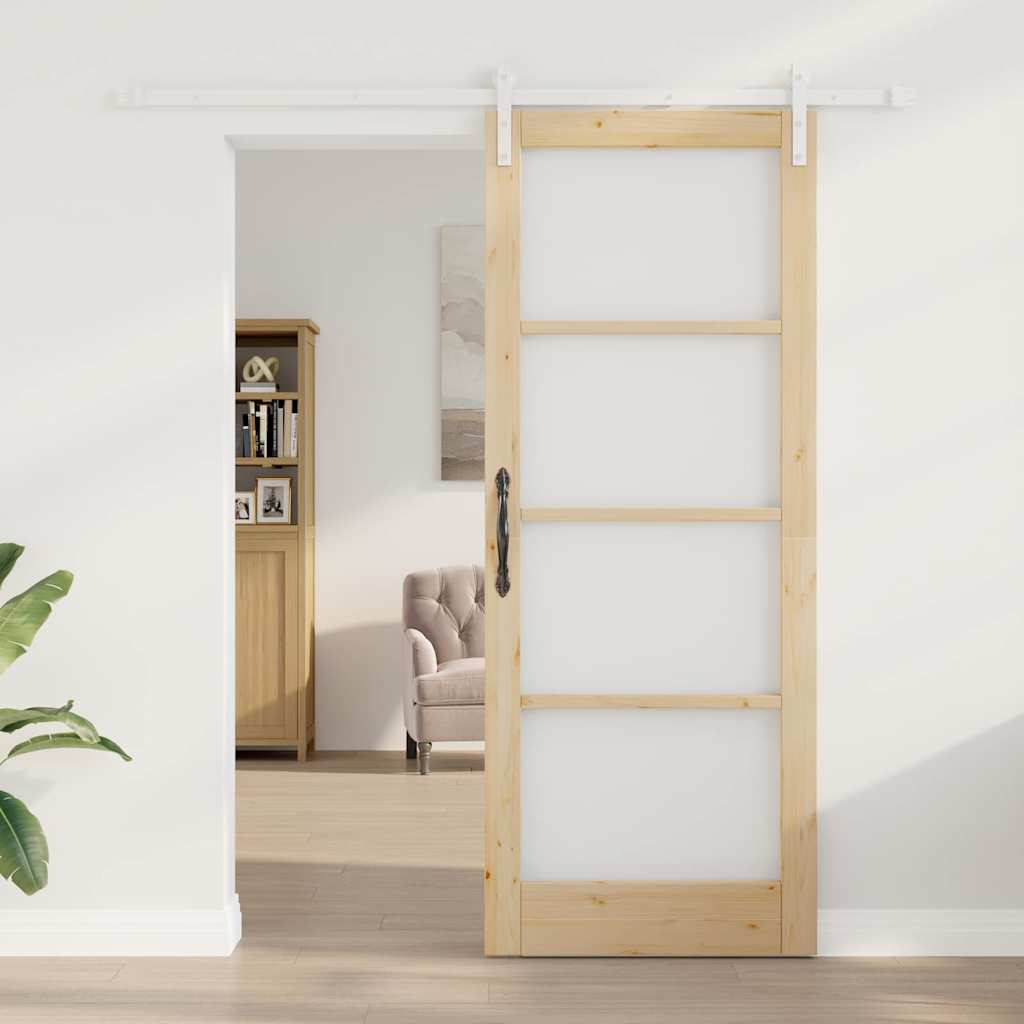 Schiebetür Braun 83 x 211 cm Massivholz Kiefer