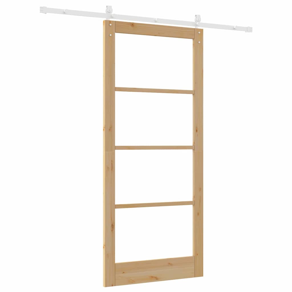 Schiebetür Braun 93 x 211 cm Massivholz Kiefer