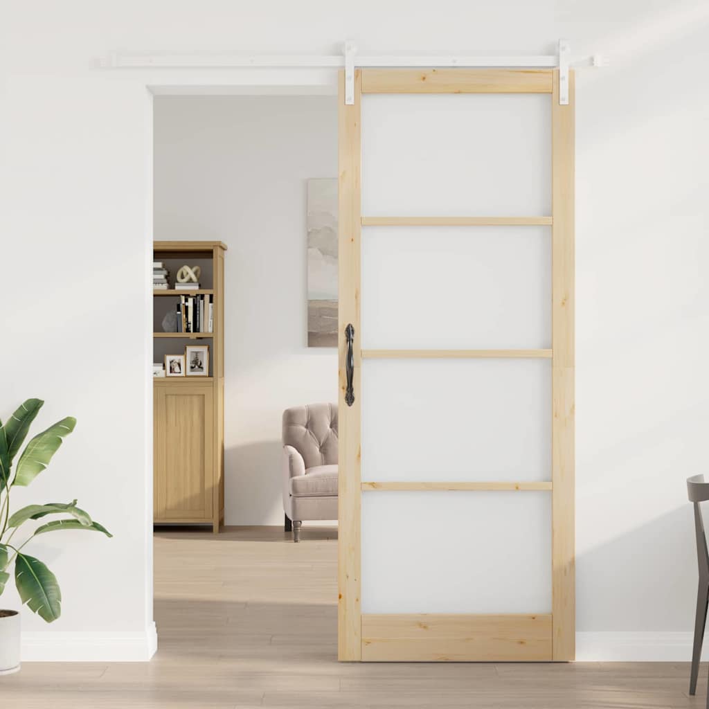 Schiebetür Braun 93 x 232 cm Massivholz Kiefer