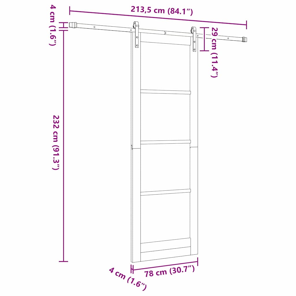 Schiebetür Sonstiges ORKDAL Braun 78 x 232 cm Holz und Metall