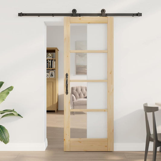 Schiebetür ORKDAL Braun 73,5 x 198,5 cm Holz und Metall