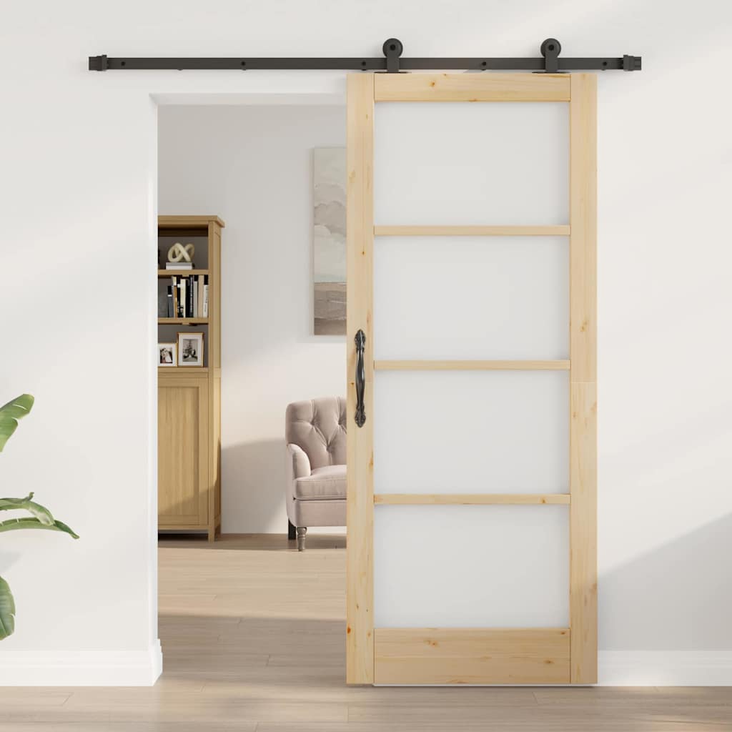 Schiebetür ORKDAL Braun 83 x 202 cm Holz und Metall