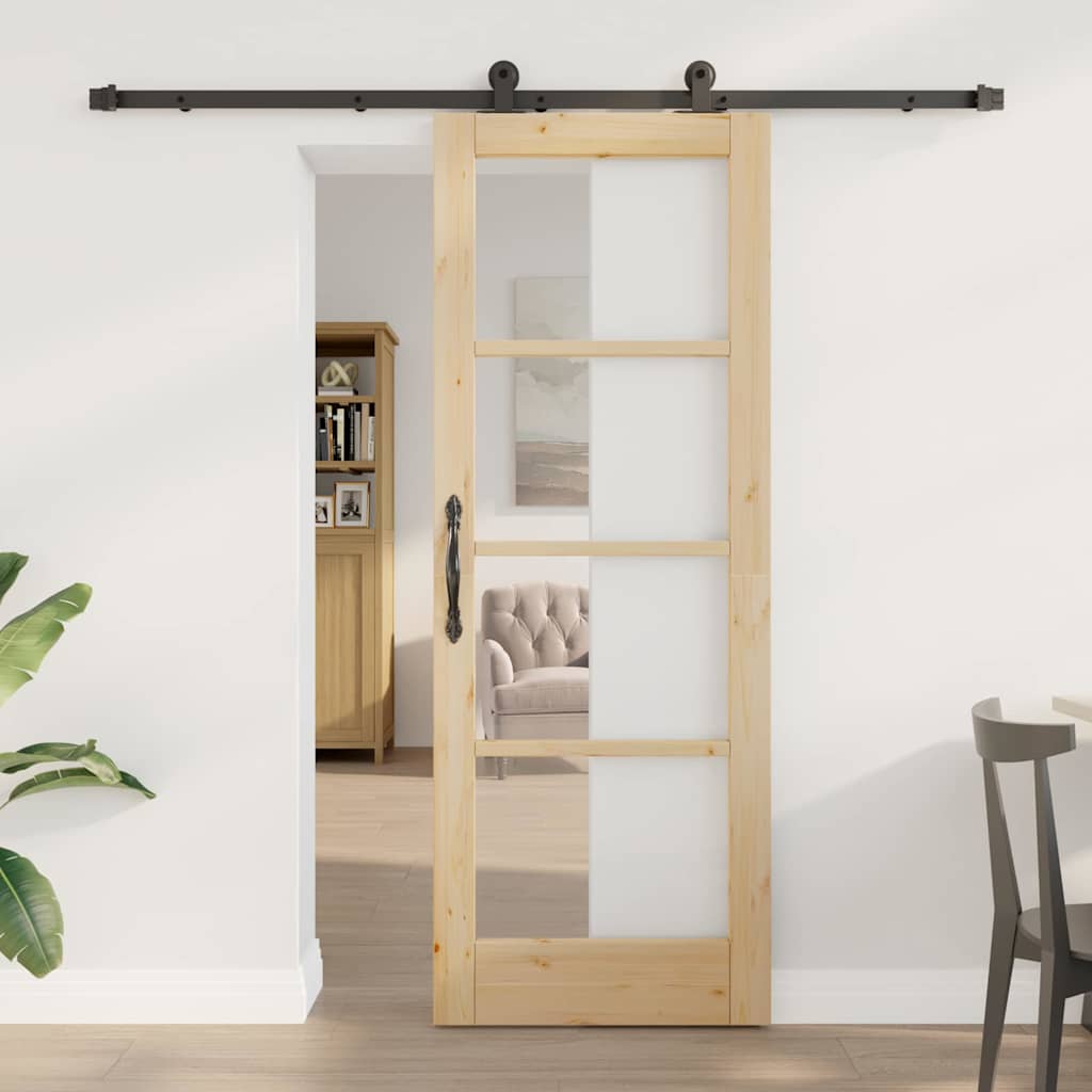 Schiebetür ORKDAL Braun 73,5 x 198,5 cm Holz und Metall
