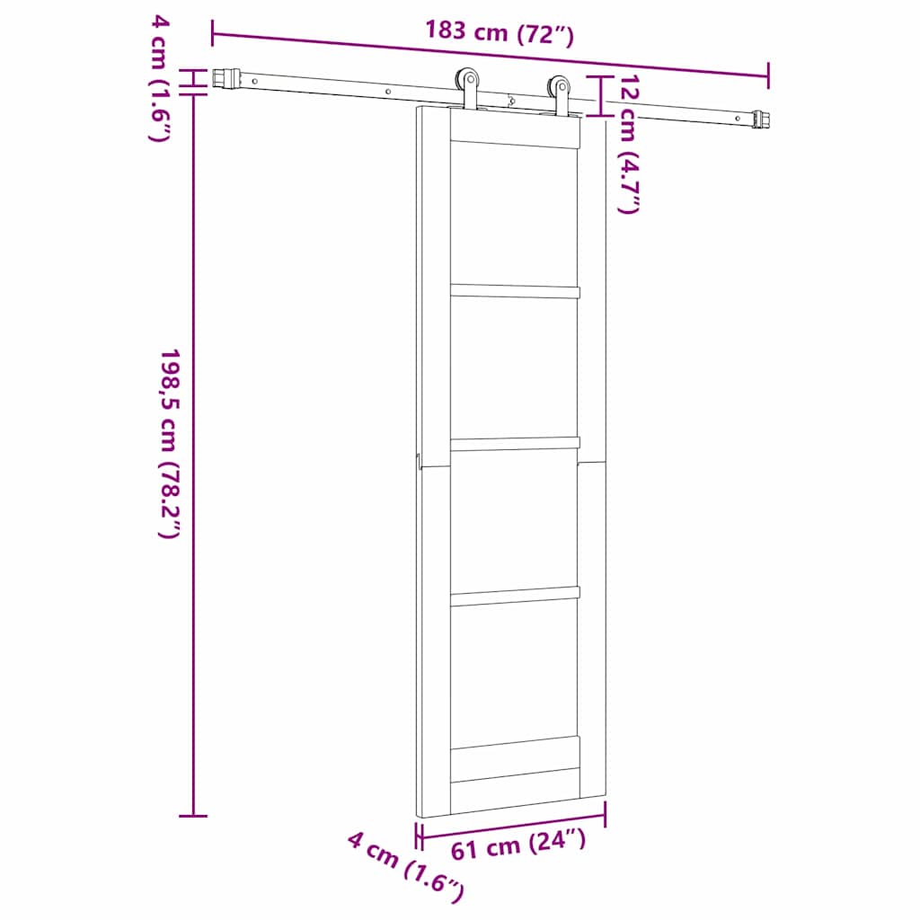 Schiebetür ORKDAL Braun 61 x 198,5 cm Holz und Metall