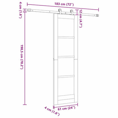 Schiebetür ORKDAL Braun 61 x 198,5 cm Holz und Metall