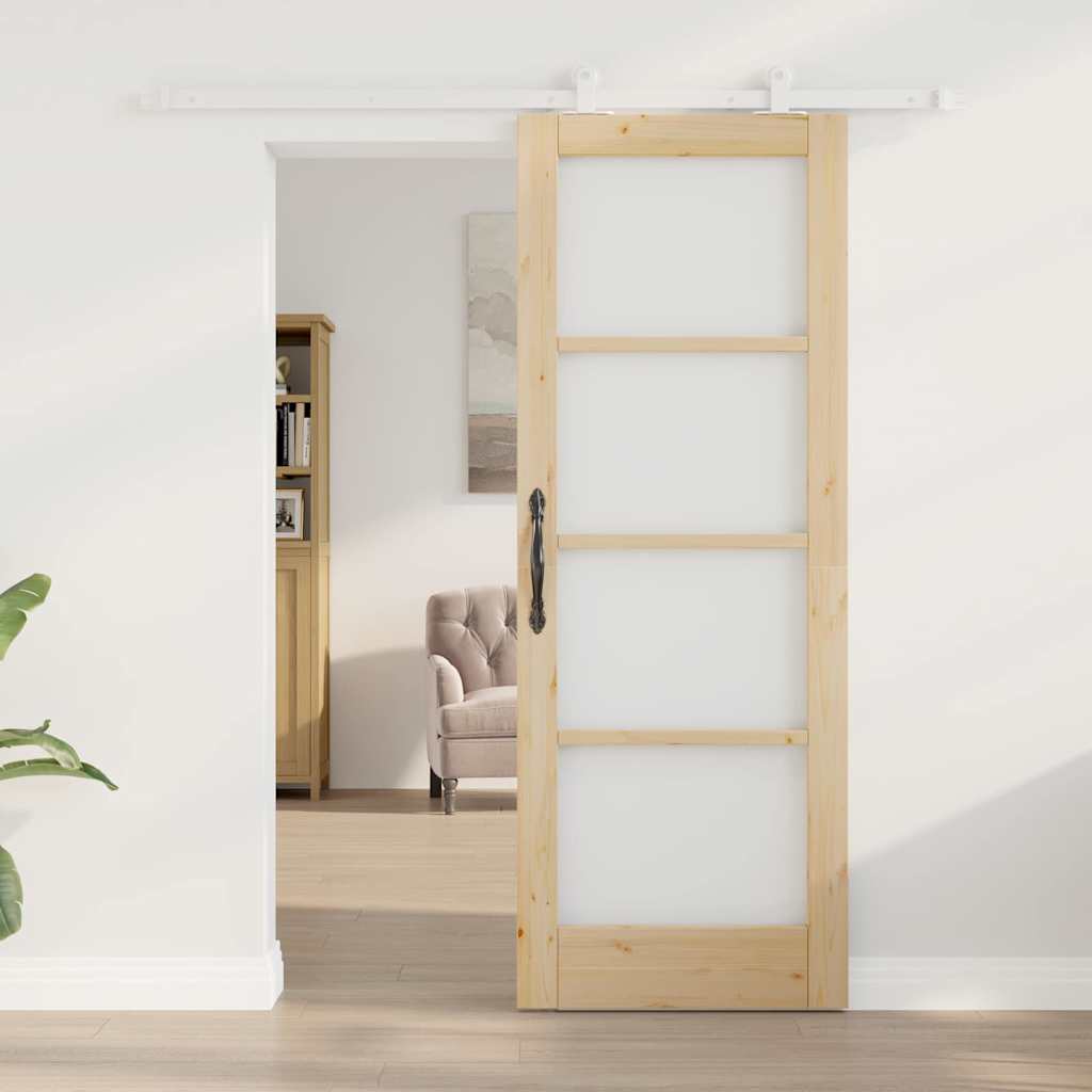 Schiebetür ORKDAL Braun 73,5 x 198,5 cm Holz und Metall