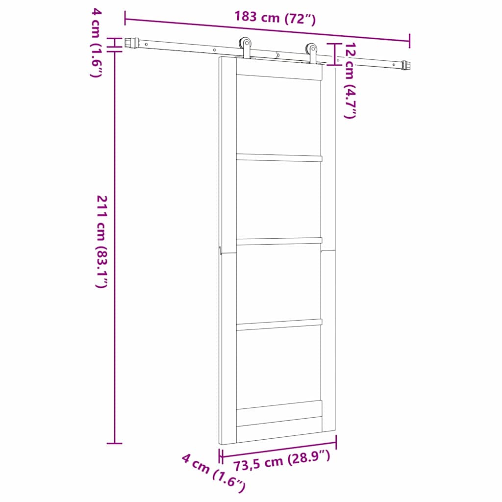 Schiebetür ORKDAL Weiß 73,5 x 211 cm Holz und Metall