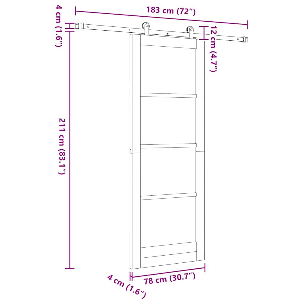 Schiebetür ORKDAL Braun 78 x 211 cm Holz und Metall
