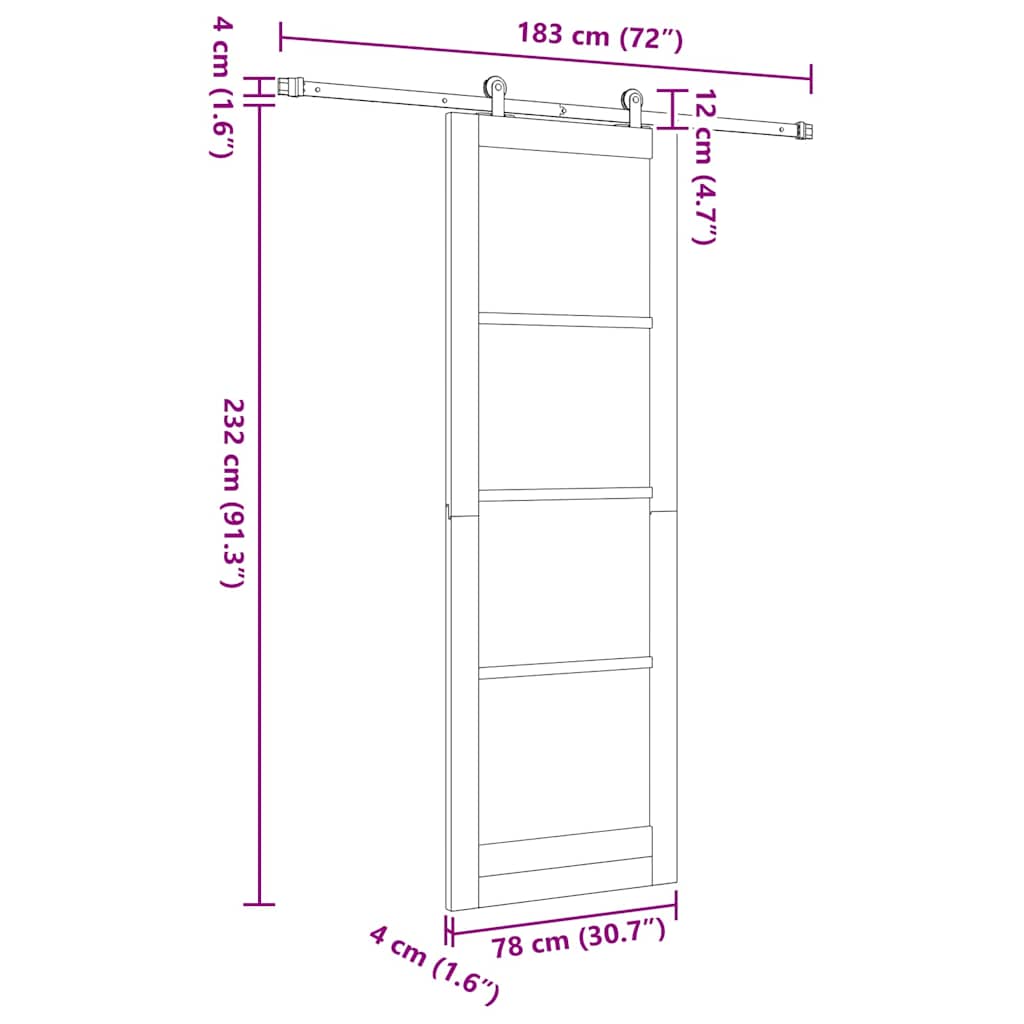 Schiebetür ORKDAL Braun 78 x 232 cm Holz und Metall