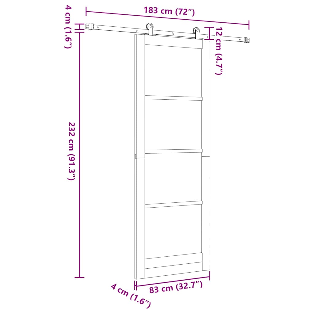Schiebetür ORKDAL Braun 83 x 232 cm Holz und Metall